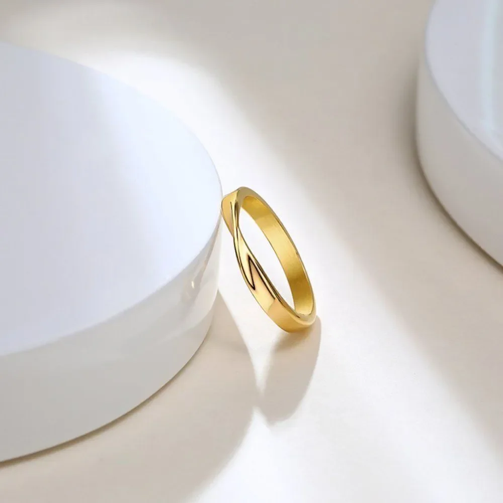 Gold Mobius Infinity Band Twist Ring - Picture 1 of 8